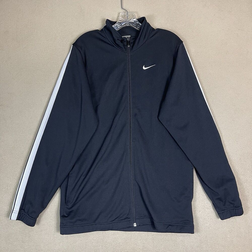 Nike Jacket Mens Medium Black Dri-Fit Full Zip Athletic Track Warm Up Top